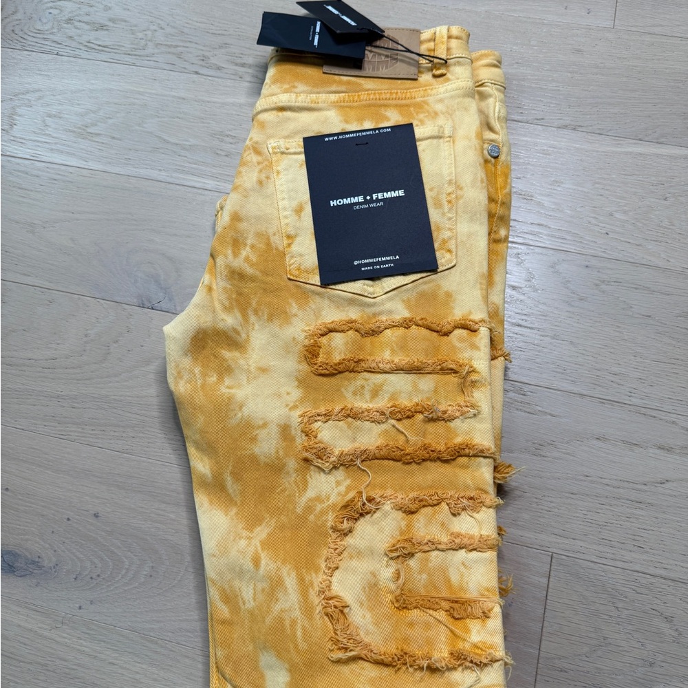 HOMME FEMME - Yellow Tie-Dye Jeans - New with tags…